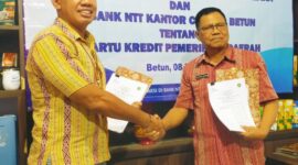Penandatanganan Perjanjian Kerjasama Pemkab Malaka dan Bank NTT tentang Kartu Kredit Indonesia, Kamis 8/5/2025/Timornesia 