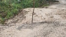Kerusakan parah jalan di Dusun Halioan A Desa Barene Malaka Tengah/dok JB/Timornesia 