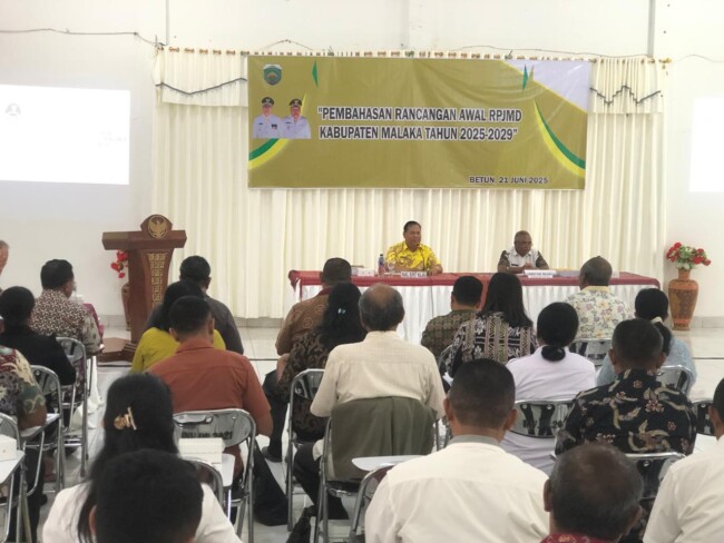 Ket foto : Pembahasan Rancangan Awal RPJMD Kabupaten Malaka Tahun 2025-2029, Sabtu 21 Juni 2025/dok pribadi/Dul/Timornesia 
