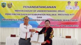 Pemkab Malaka menandatangani MoU dan PKS dengan Universitas Strada Indonesia Kediri yang berlangsung di aula kantor Bupati Malaka, Senin 27 Oktober 2025/dok pribadi/ba/Timornesia 