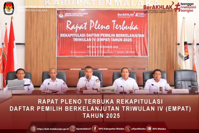KPU Malaka Gelar Rapat Pleno Terbuka Rekapitulasi Daftar Pemilih Berkelanjutan Triwulan IV Tahun 2025/dok istimewa/KPU Malaka/Timornesia 