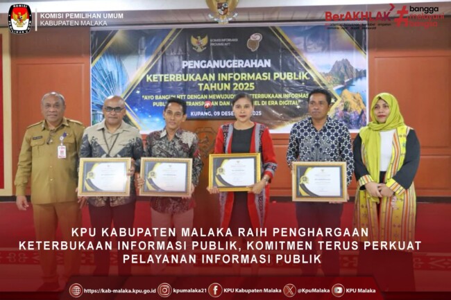 KPU Malaka Raih Penghargaan Keterbukaan Informasi Publik/dok istimewa/KPU Malaka/Timornesia 