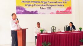 Bupati Malaka Stefanus Bria Seran tekankan tiga prinsip kerja bagi calon pejabat eselon II di Malaka/dok pribadi/Gonza/Timornesia 