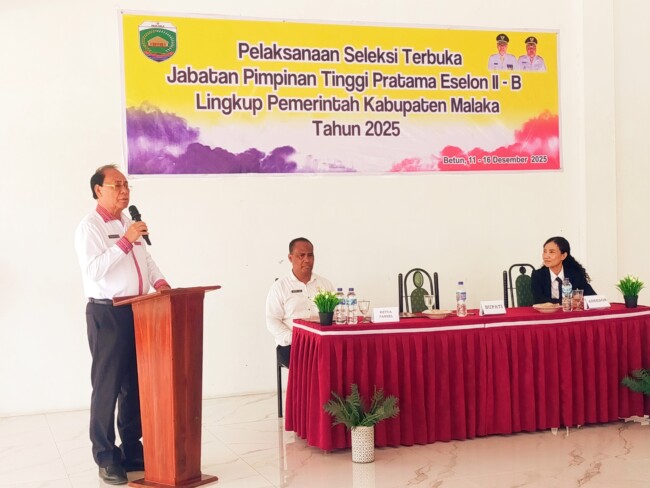 Bupati Malaka Stefanus Bria Seran tekankan tiga prinsip kerja bagi calon pejabat eselon II di Malaka/dok pribadi/Gonza/Timornesia 