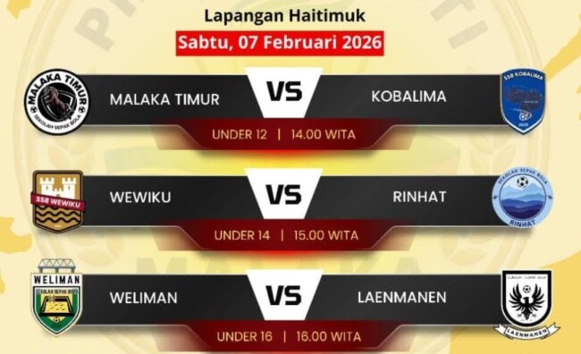 Jadwal pertandingan Piala Bupati Malaka, Sabtu 7/2/2026/dok images/Timornesia