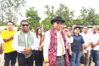 Bupati Malaka didampingi para pejabat Malaka meninjau pekerjaan jembatan gantung Numbei, Rabu 18/3/2026/dok istimewa/Timornesia