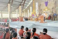 Bupati Malaka Stefanus Bria Seran menyampaikan sambutan saat menghadiri ibadat jumat Agung di gereja Santo Yohanes Baptista Besikama/dok istimewa/Timornesia