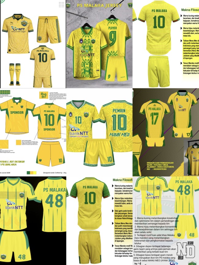 Foto Kolase Desain Jersey PS Malaka tahun 2026/dok istimewa/PS Malaka/Timornesia
