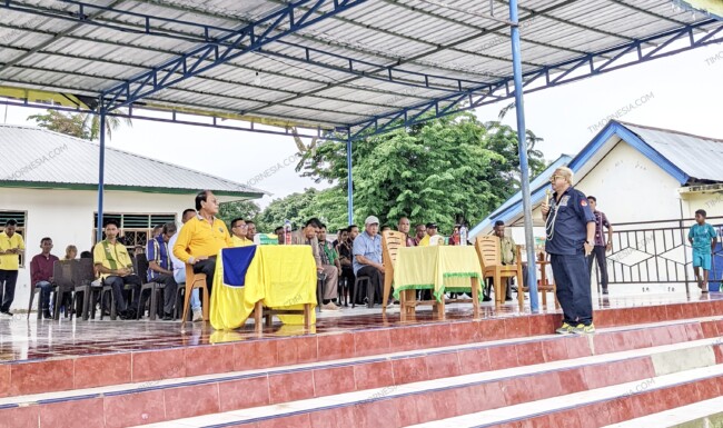 Ketua PSSI Kabupaten Malaka sekaligus Ketua SSB PS Malaka Adrianus Bria Seran saat membuka pergelaran Piala Bupati Malaka Seri II tahun 2026/dok istimewa/Timornesia