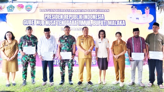 Penyerahan sapi korban dalam rangka hari raya Idul Adha 1447 Hijriah/2026 Masehi di Masjid Al-Falah Kletek, Selasa 26/5/2026/dok foto istimewa/Timornesia 