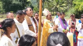 Pemberkatan dan Peresmian Jembatan Gantung Numbei, Kamis 20 Agustus 2026 oleh Uskup Atambua Mgr. Dominikus Saku, PR dan Diresmikan Penggunaannya oleh Bupati Malaka dr. Stefanus Bria Seran, MPH/dok istimewa/Timornesia 