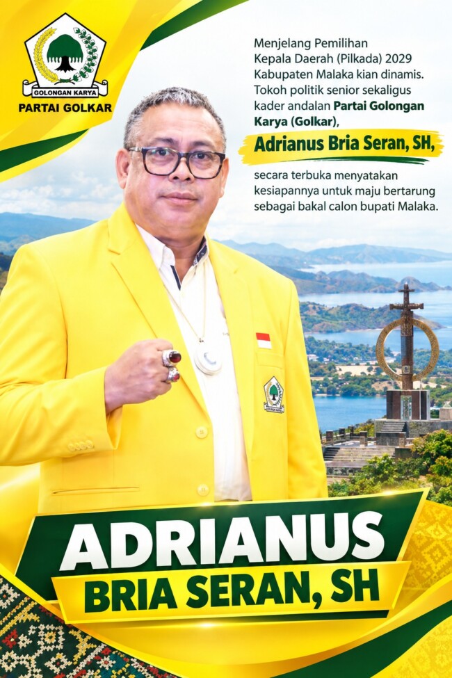 Ketua DPD II Partai Golkar Kabupaten Malaka Adrianus Bria Seran/ist/Timornesia 